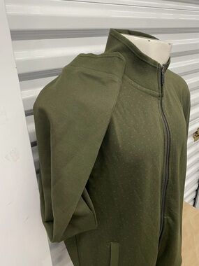 Ted Baker Dark Olive Knit Jacket with Subtle Dot Texture